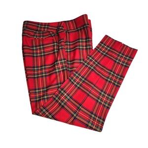 Talbots Ankle Pants Stewart Tartan Plaid Wool Blend Side Zip Womens Size 8P